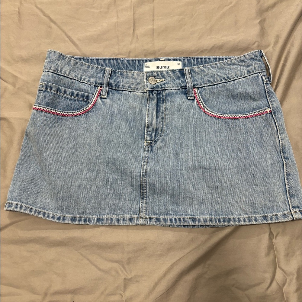 Hollister Low-Rise Denim Mini Skort